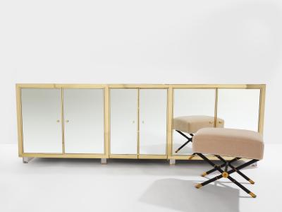 Michel Pigneres Michel Pigneres brass mirrored lucite feet sideboard 1970s
