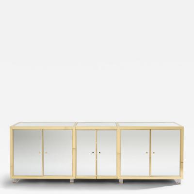 Michel Pigneres Michel Pigneres brass mirrored lucite feet sideboard 1970s
