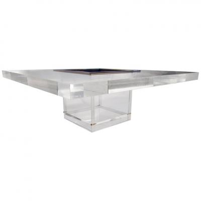 Michel Pigneres Rare Michel Pigneres Lucite and Nickel Cocktail Table or Dry Bar France 1969