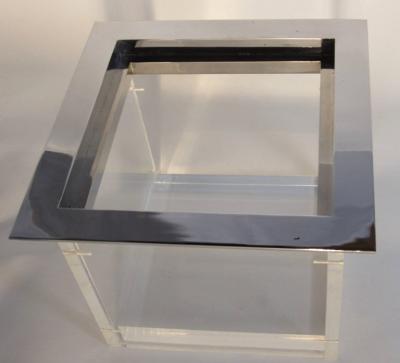 Michel Pigneres Rare Michel Pigneres Lucite and Nickel Cocktail Table or Dry Bar France 1969