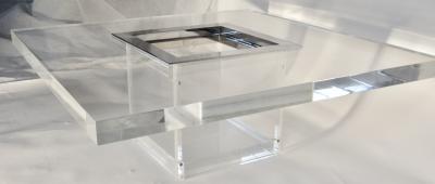 Michel Pigneres Rare Michel Pigneres Lucite and Nickel Cocktail Table or Dry Bar France 1969