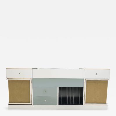 Michel Pigneres Rare Michel Pigneres brass mirrored alcantara sideboard circa 1969