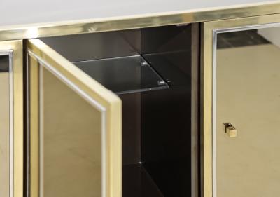 Michel Pigneres Sideboard Mirror Brass Metal Chrome by Michel Pigneres 1970s France