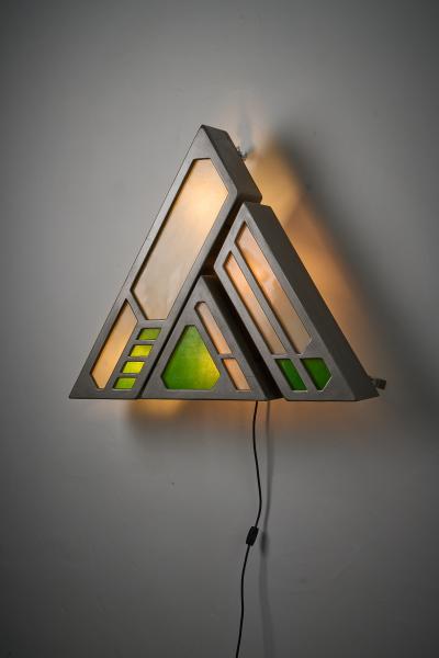 Michel Tess Contemporary Geometric Illuminated Wall Sculpture