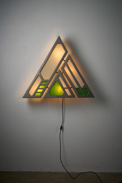 Michel Tess Contemporary Geometric Illuminated Wall Sculpture