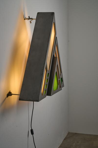 Michel Tess Contemporary Geometric Illuminated Wall Sculpture