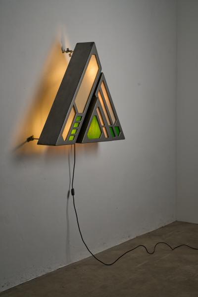 Michel Tess Contemporary Geometric Illuminated Wall Sculpture