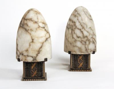 Michel Zadouainsky Art Deco Bullets Table Lamps by Michel Zaduonosky