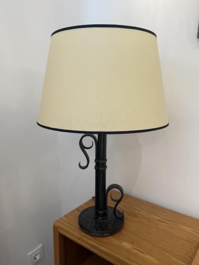 Michel Zadouna sky Sculptural Art Deco Table Lamp in Hand Forged Wrought Iron by Michel Zadouna sky
