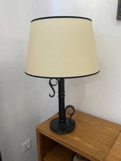 Michel Zadouna sky Sculptural Art Deco Table Lamp in Hand Forged Wrought Iron by Michel Zadouna sky