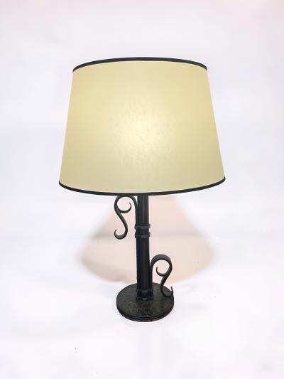 Michel Zadouna sky Sculptural Art Deco Table Lamp in Hand Forged Wrought Iron by Michel Zadouna sky