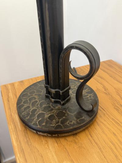 Michel Zadouna sky Sculptural Art Deco Table Lamp in Hand Forged Wrought Iron by Michel Zadouna sky