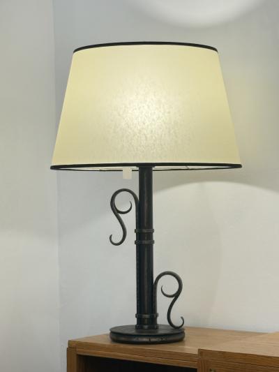 Michel Zadouna sky Sculptural Art Deco Table Lamp in Hand Forged Wrought Iron by Michel Zadouna sky