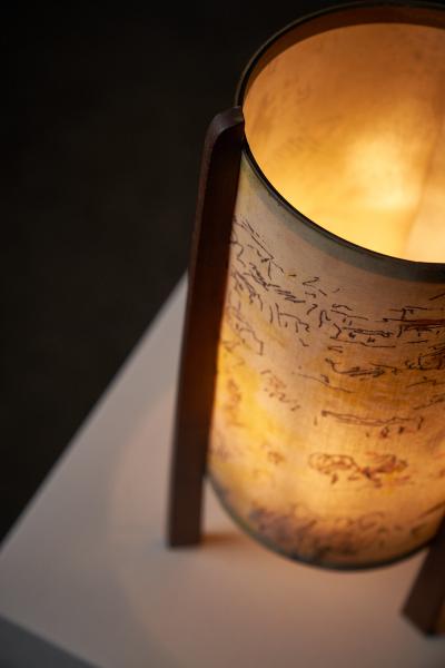 Michele Cascella Michele Cascella Signed Fabric and Wood Table Lamp 1950s