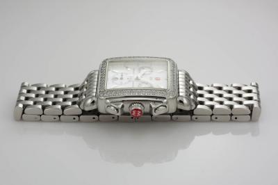 Michele Deco Chronograph Wristwatch in Stainless Steel with Diamond Bezel