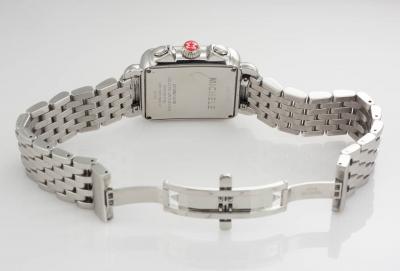 Michele Deco Chronograph Wristwatch in Stainless Steel with Diamond Bezel