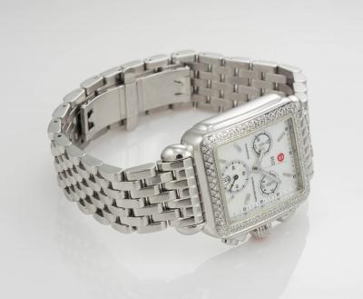 Michele Deco Chronograph Wristwatch in Stainless Steel with Diamond Bezel
