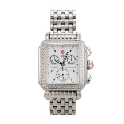 Michele Deco Chronograph Wristwatch in Stainless Steel with Diamond Bezel