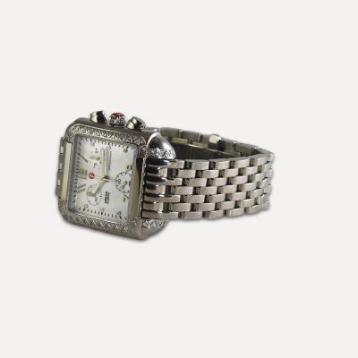 Michele Urban Diamond Stainless Steel Watch 35mm x 28mm 