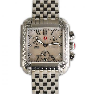 Michele Urban Diamond Stainless Steel Watch 35mm x 28mm 