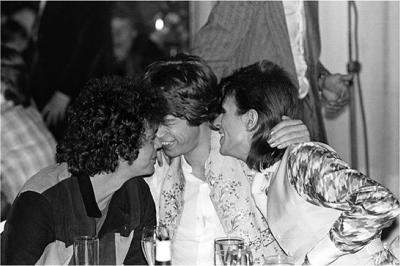 Mick Rock Reed Bowie Jagger Hug