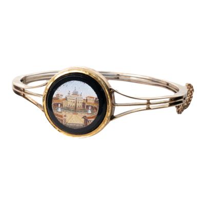 Micro mosaic of St Peter s Cathedral set in a gold bangle bracelet 1860 