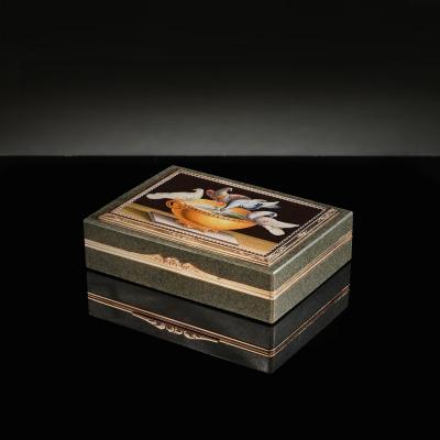 Micromosaic Gold Mounted Jasper Snuff Box Italian Gioacchino Barberi