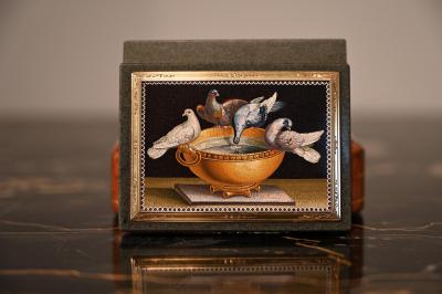 Micromosaic Gold Mounted Jasper Snuff Box Italian Gioacchino Barberi