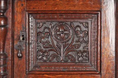 Mid 17th Century Carved Oak Press Cupboard