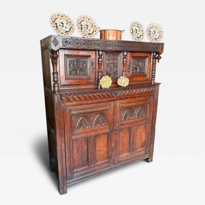 Mid 17th Century Carved Oak Press Cupboard