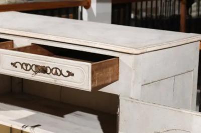 Mid 18th Century French Louis XV Period Painted Buffet with Drawers and Doors