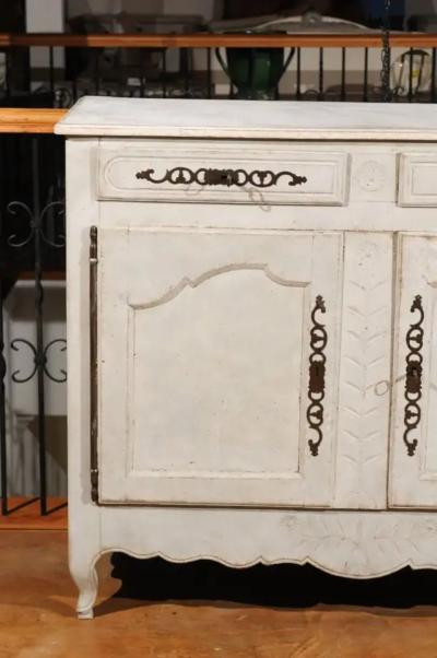 Mid 18th Century French Louis XV Period Painted Buffet with Drawers and Doors