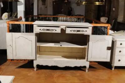 Mid 18th Century French Louis XV Period Painted Buffet with Drawers and Doors