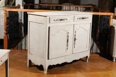 Mid 18th Century French Louis XV Period Painted Buffet with Drawers and Doors