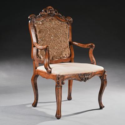 Mid 18th Century Italian Rococo Armchair in Walnut
