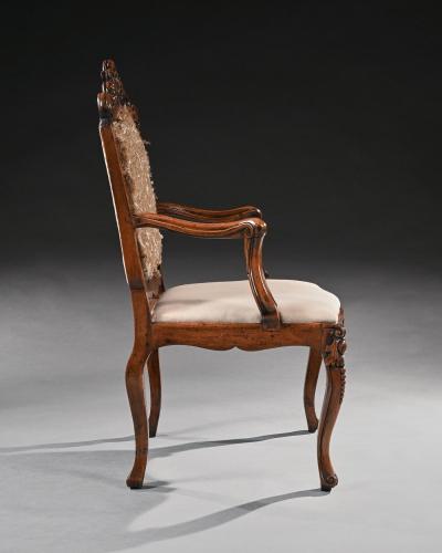 Mid 18th Century Italian Rococo Armchair in Walnut