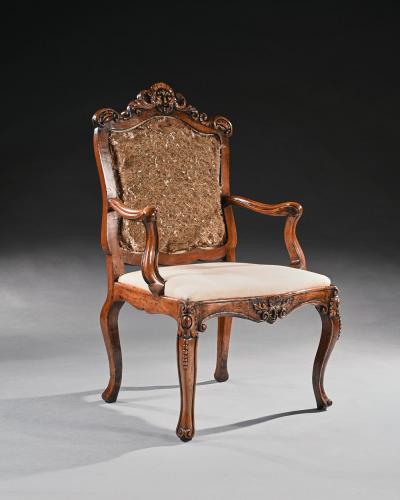 Mid 18th Century Italian Rococo Armchair in Walnut