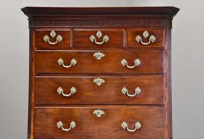 Mid 18th century mahogany chest on chest with superb original patina
