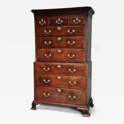 Mid 18th century mahogany chest on chest with superb original patina