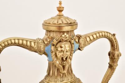 Mid 19th Century Antique French Gilt Bronze and Enamel Porcelain Urn Form Clock
