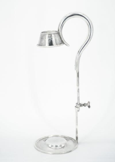 Mid 19th Century English Silver Plate Engraved Wine Cradle Holder