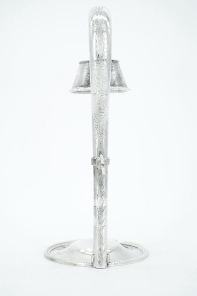 Mid 19th Century English Silver Plate Engraved Wine Cradle Holder