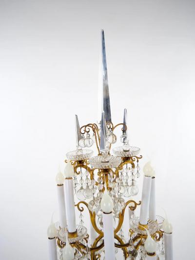 Mid 19th Century European Dor Brass Rock Crystal Pair Flambeau