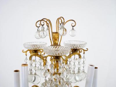 Mid 19th Century European Dor Brass Rock Crystal Pair Flambeau