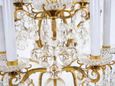 Mid 19th Century European Dor Brass Rock Crystal Pair Flambeau