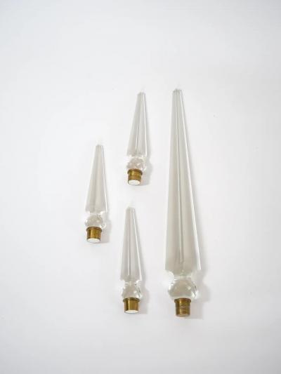 Mid 19th Century European Dor Brass Rock Crystal Pair Flambeau