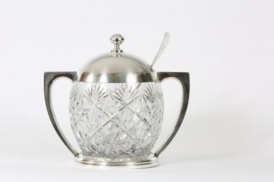 Mid 19th Century German Sterling Cut Glass Punch Bowl