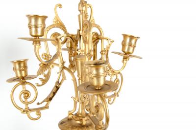 Mid 19th Century Gilt Bronze Five Arms Candelabra