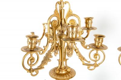 Mid 19th Century Gilt Bronze Five Arms Candelabra