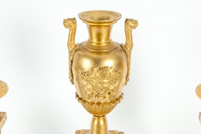 Mid 19th Century Gilt Bronze Three Piece Garniture Set